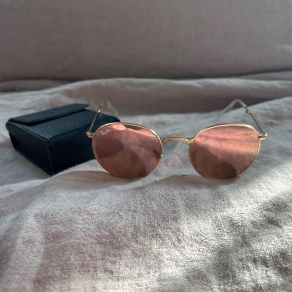 Rayban Round Metal Folding Rose Gold